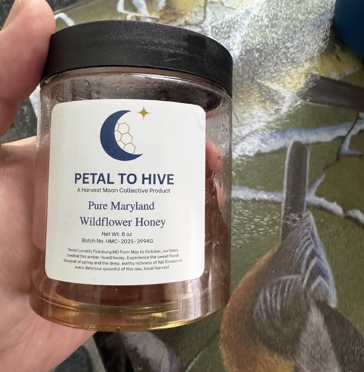 Petal to Hive raw Maryland wildflower honey, batch HMC-2025-3994G